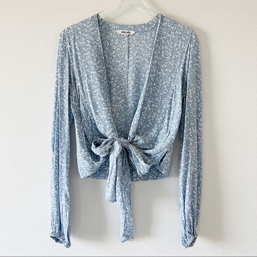Rolla’s Layla wrap blouse blue floral